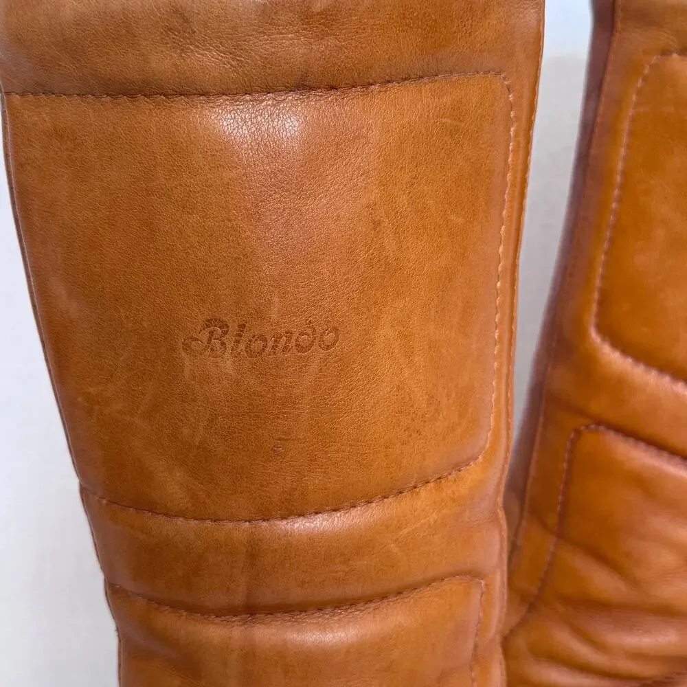 Vintage 1980s Blondo Canada Cognac Fleece Lined Leather Winter Boots Sz 7